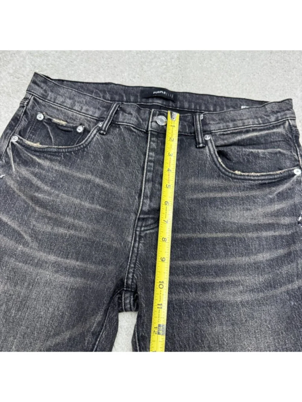 Purple Brand Skinny Twist Hotfix P001 Jeans Men's Black Studded Design, Size 33